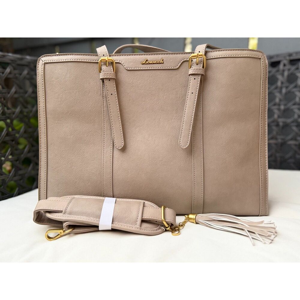 Lovevook Beige Taupe Large Work Tote Bag Shoulder Handbag NWT